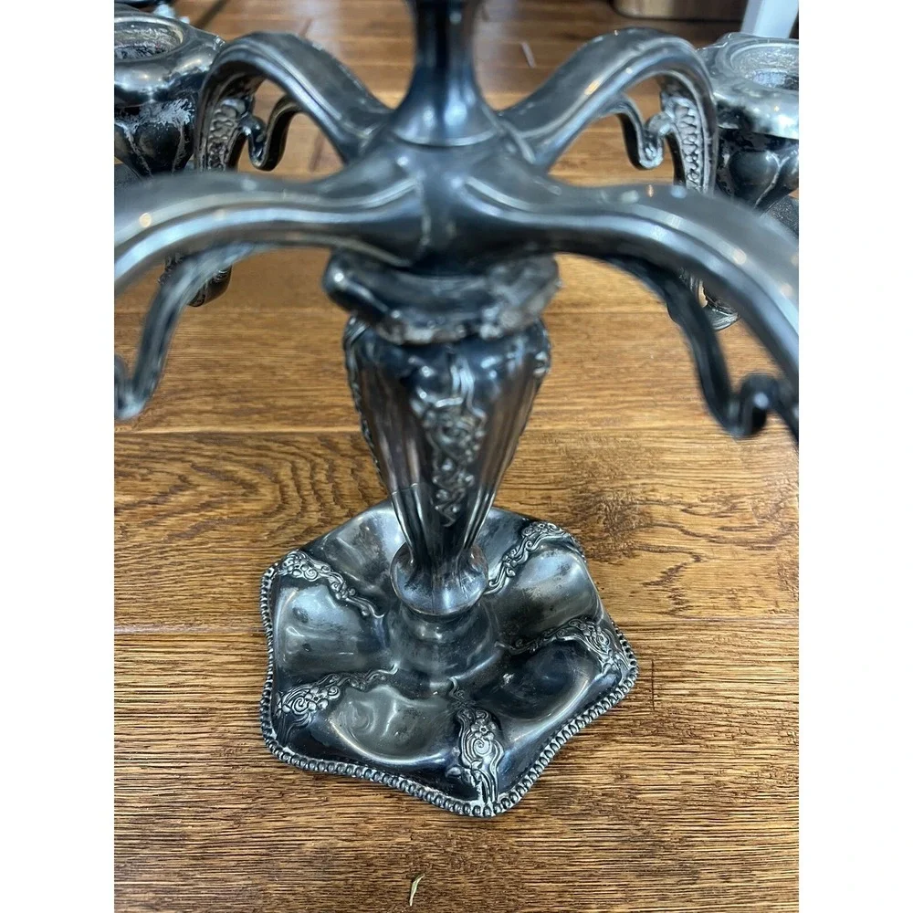 Antique E.G. Webster quadruple Silver Plate 5-Arm‎ Candelabra 11